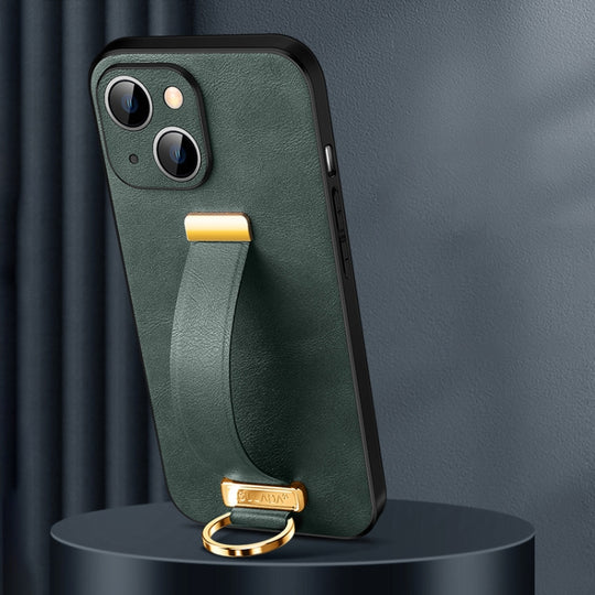 For iPhone 15 Plus SULADA Tide Cool Series PC + Leather Texture Skin Feel Phone Case(Green)