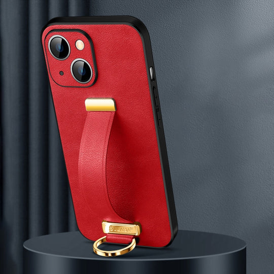 For iPhone 15 Plus SULADA Tide Cool Series PC + Leather Texture Skin Feel Phone Case(Red)