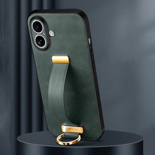 For iPhone 16 Plus SULADA Tide Cool Series PC + Leather Texture Skin Feel Phone Case(Green)
