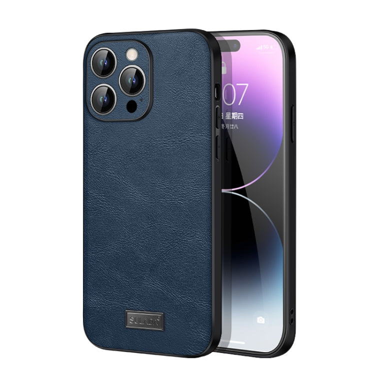 For iPhone 15 Pro SULADA Shockproof TPU Hybrid Handmade Leather Phone Case(Blue) - iPhone 15 Pro Cases by SULADA | Online Shopping UK | buy2fix