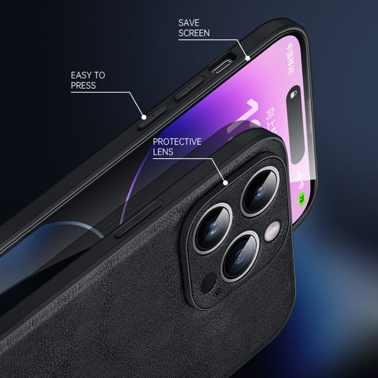 For iPhone 16 Pro Max SULADA Shockproof TPU Hybrid Handmade Leather Phone Case(Brown) by SULADA