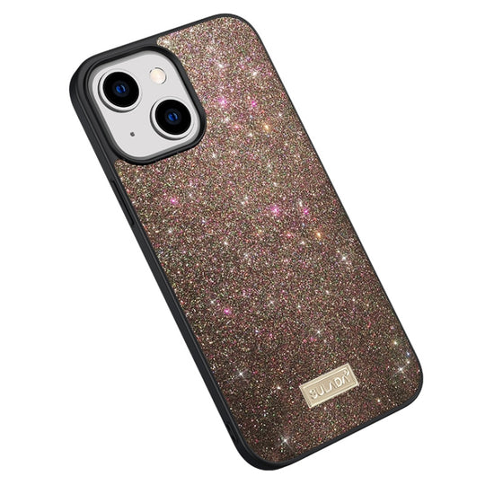 For iPhone 15 Plus SULADA Glittery PC Hybrid TPU Handmade Leather Phone Case(Colorful)