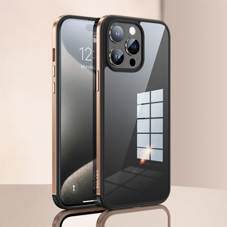 For iPhone 15 Pro SULADA Metal Frame + Nano Glass + TPU Phone Case(Gold) - iPhone 15 Pro Cases by SULADA | Online Shopping UK | buy2fix