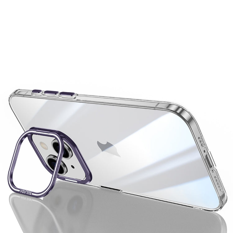 For iPhone 15 SULADA PC + Aluminum Alloy Lens Holder Phone Case(Dark Purple) - iPhone 15 Cases by SULADA | Online Shopping UK | buy2fix
