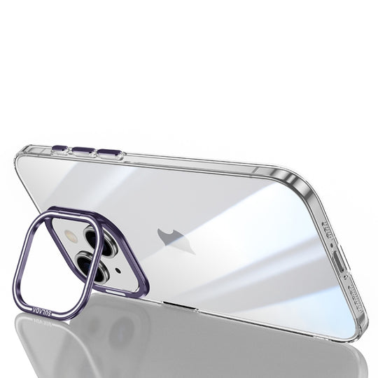For iPhone 15 SULADA PC + Aluminum Alloy Lens Holder Phone Case(Dark Purple)