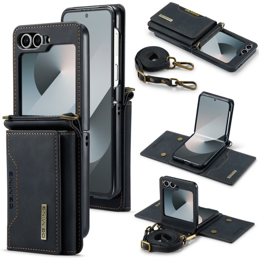 For Samsung Galaxy Z Flip6 / Flip7 FE DG.MING M2 Series Card Bag Magnetic Leather Phone Case(Black) - Galaxy Z Flip6 5G Cases by DG.MING | Online Shopping UK | buy2fix