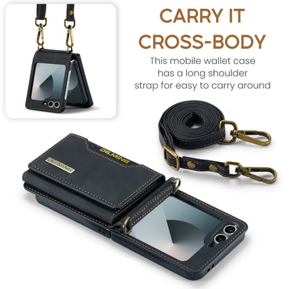 For Samsung Galaxy Z Flip6 / Flip7 FE DG.MING M2 Series Card Bag Magnetic Leather Phone Case(Black) - Galaxy Z Flip6 5G Cases by DG.MING | Online Shopping UK | buy2fix