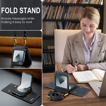For Samsung Galaxy Z Flip6 / Flip7 FE DG.MING M2 Series Card Bag Magnetic Leather Phone Case(Black) - Galaxy Z Flip6 5G Cases by DG.MING | Online Shopping UK | buy2fix