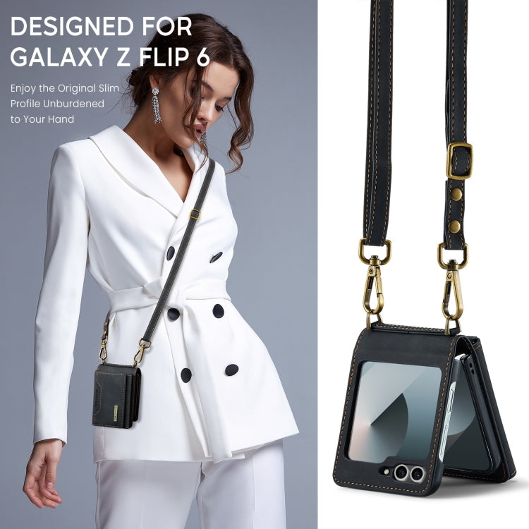 For Samsung Galaxy Z Flip6 / Flip7 FE DG.MING M2 Series Card Bag Magnetic Leather Phone Case(Black) - Galaxy Z Flip6 5G Cases by DG.MING | Online Shopping UK | buy2fix