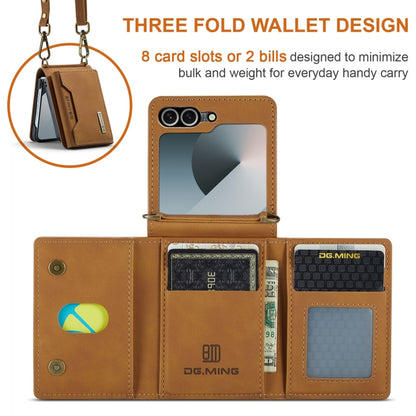 For Samsung Galaxy Z Flip6 / Flip7 FE DG.MING M2 Series Card Bag Magnetic Leather Phone Case(Brown) - Galaxy Z Flip6 5G Cases by DG.MING | Online Shopping UK | buy2fix