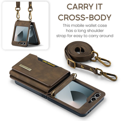 For Samsung Galaxy Z Flip6 / Flip7 FE DG.MING M2 Series Card Bag Magnetic Leather Phone Case(Coffee) - Galaxy Z Flip6 5G Cases by DG.MING | Online Shopping UK | buy2fix