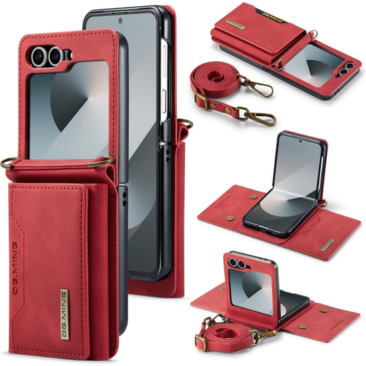 For Samsung Galaxy Z Flip6 / Flip7 FE DG.MING M2 Series Card Bag Magnetic Leather Phone Case(Red) - Galaxy Z Flip6 5G Cases by DG.MING | Online Shopping UK | buy2fix