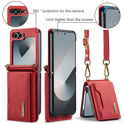 For Samsung Galaxy Z Flip6 / Flip7 FE DG.MING M2 Series Card Bag Magnetic Leather Phone Case(Red) - Galaxy Z Flip6 5G Cases by DG.MING | Online Shopping UK | buy2fix
