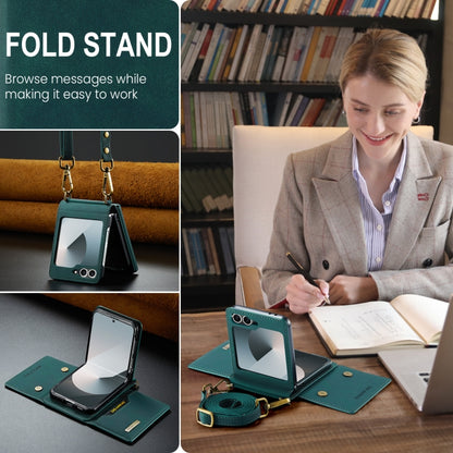 For Samsung Galaxy Z Flip6 / Flip7 FE DG.MING M2 Series Card Bag Magnetic Leather Phone Case(Green) - Galaxy Z Flip6 5G Cases by DG.MING | Online Shopping UK | buy2fix