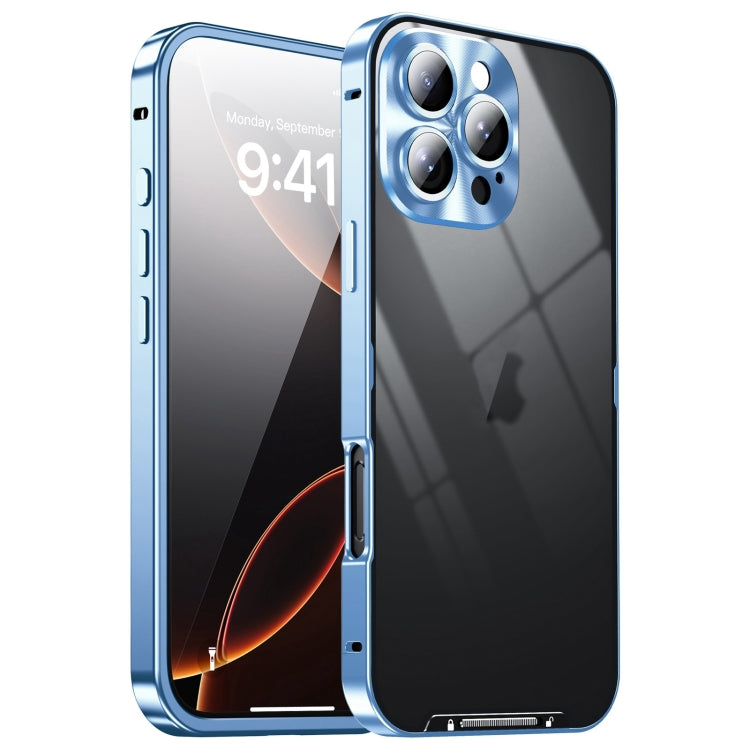 For iPhone 16 Pro Frosted Metal Phone Case(Blue) by buy2fix