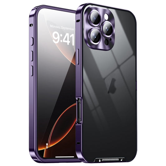 For iPhone 16 Pro Frosted Metal Phone Case(Purple) by buy2fix