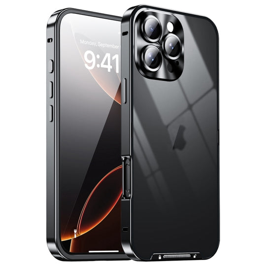 For iPhone 16 Pro Max Frosted Metal Phone Case(Black)