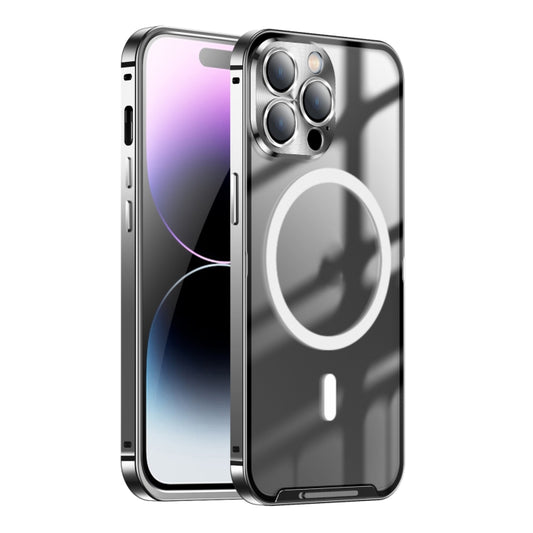 For iPhone 15 Pro Frosted MagSafe Magnetic Metal Phone Case(Black) - iPhone 15 Pro Cases by buy2fix | Online Shopping UK | buy2fix