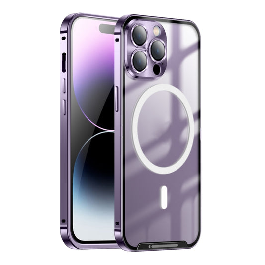 For iPhone 15 Pro Frosted MagSafe Magnetic Metal Phone Case(Purple) - iPhone 15 Pro Cases by buy2fix | Online Shopping UK | buy2fix