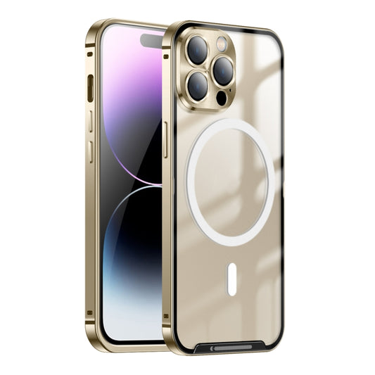 For iPhone 15 Pro Frosted MagSafe Magnetic Metal Phone Case(Gold) - iPhone 15 Pro Cases by buy2fix | Online Shopping UK | buy2fix