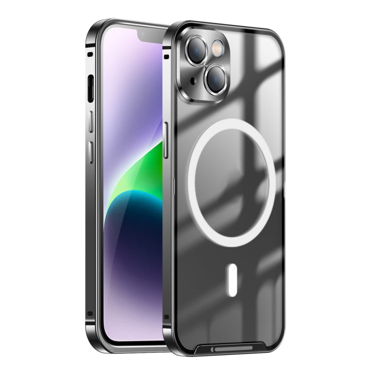 For iPhone 15 Frosted MagSafe Magnetic Metal Phone Case(Black) - iPhone 15 Cases by buy2fix | Online Shopping UK | buy2fix