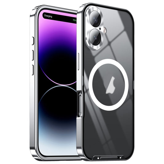 For iPhone 16 Frosted MagSafe Magnetic Metal Phone Case(Black) - iPhone 16 Cases by buy2fix | Online Shopping UK | buy2fix