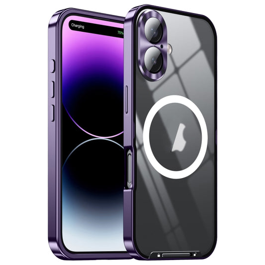 For iPhone 16 Frosted MagSafe Magnetic Metal Phone Case(Purple) - iPhone 16 Cases by buy2fix | Online Shopping UK | buy2fix