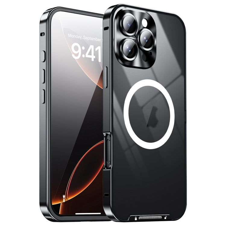 For iPhone 16 Pro Frosted MagSafe Magnetic Metal Phone Case(Black) by buy2fix