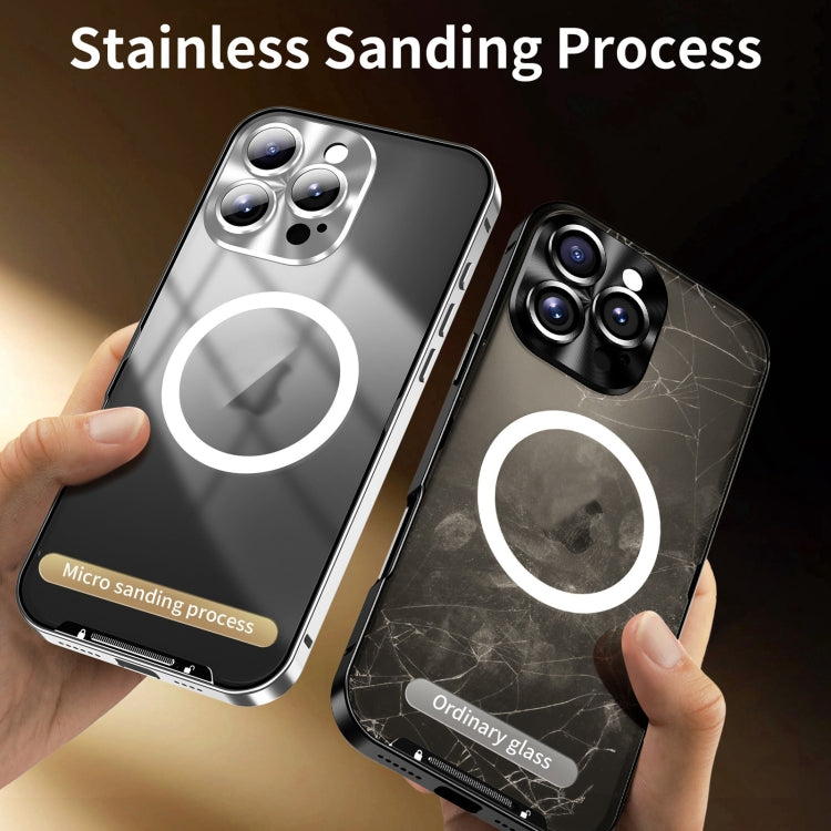 For iPhone 16 Pro Frosted MagSafe Magnetic Metal Phone Case(Silver) by buy2fix