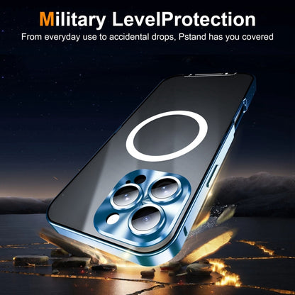 For iPhone 16 Pro Frosted MagSafe Magnetic Metal Phone Case(Blue) by buy2fix