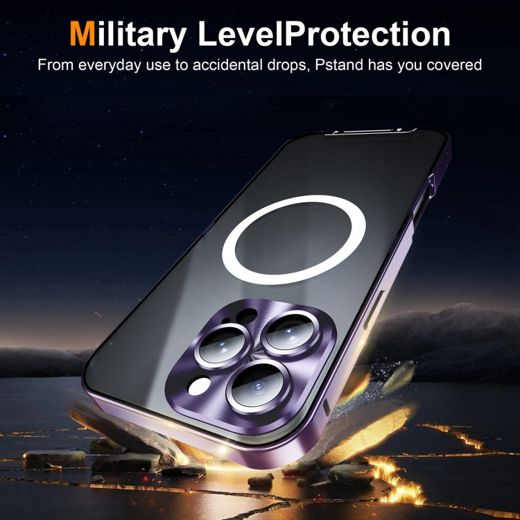 For iPhone 16 Pro Frosted MagSafe Magnetic Metal Phone Case(Purple) by buy2fix