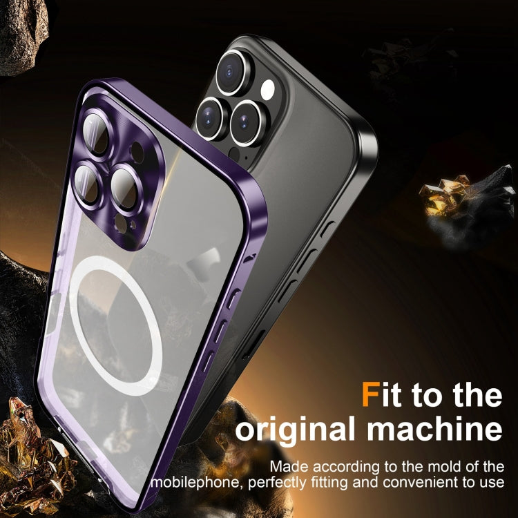 For iPhone 16 Pro Frosted MagSafe Magnetic Metal Phone Case(Purple) by buy2fix
