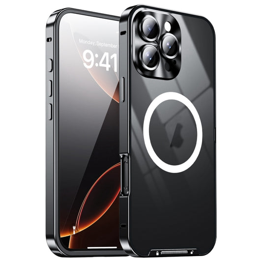 For iPhone 16 Pro Max Frosted MagSafe Magnetic Metal Phone Case(Black) by buy2fix