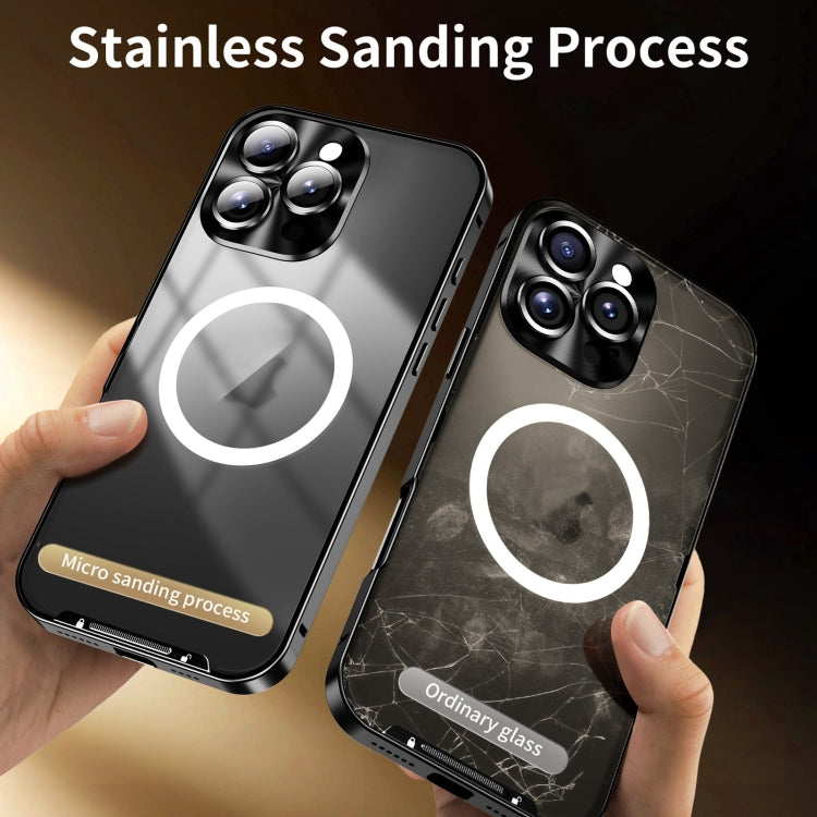 For iPhone 16 Pro Max Frosted MagSafe Magnetic Metal Phone Case(Black) by buy2fix