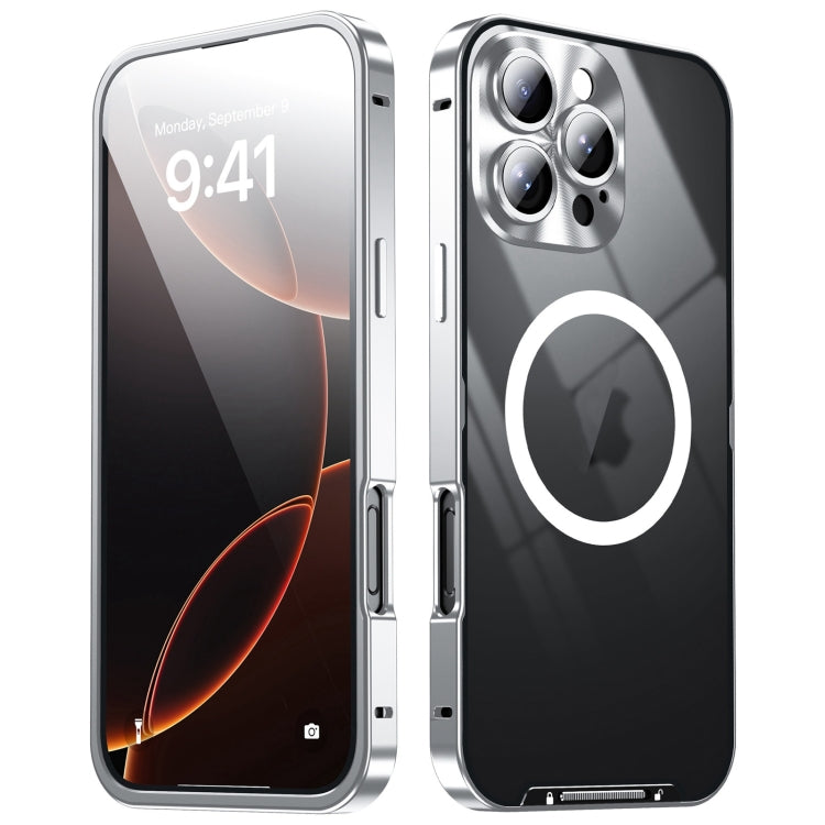 For iPhone 16 Pro Max Frosted MagSafe Magnetic Metal Phone Case(Silver) - iPhone 16 Pro Max Cases by buy2fix | Online Shopping UK | buy2fix