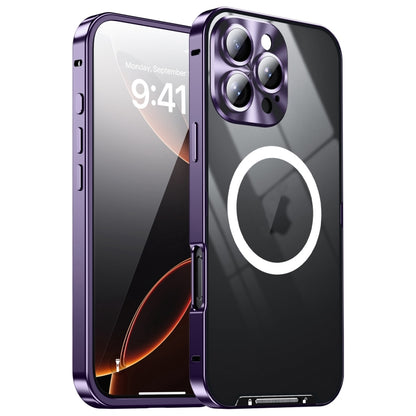 For iPhone 16 Pro Max Frosted MagSafe Magnetic Metal Phone Case(Purple) - iPhone 16 Pro Max Cases by buy2fix | Online Shopping UK | buy2fix