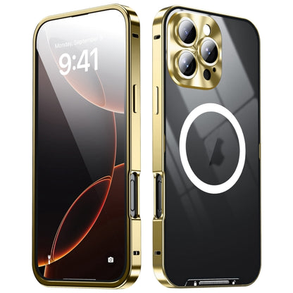 For iPhone 16 Pro Max Frosted MagSafe Magnetic Metal Phone Case(Gold) - iPhone 16 Pro Max Cases by buy2fix | Online Shopping UK | buy2fix