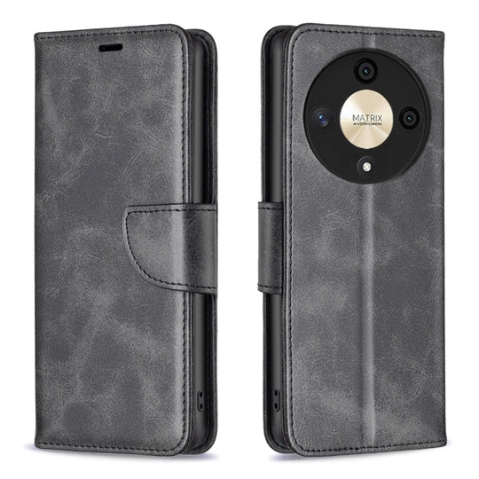 For Honor X9b / Magic6 Lite 5G Lambskin Texture Pure Color Flip Leather Phone Case(Black)