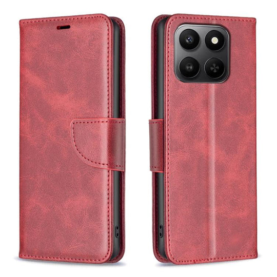 For Honor X7d 5G Lambskin Texture Pure Color Flip Leather Phone Case(Red)