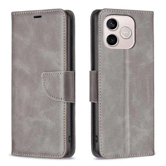 For Honor 600 Lite Global Lambskin Texture Pure Color Flip Leather Phone Case(Grey)