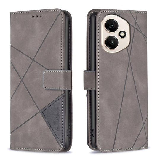 For Honor 400 Global 156.5mm Magnetic Buckle Rhombus Texture Leather Phone Case(Grey)