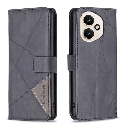 For Honor 400 Global 156.5mm Magnetic Buckle Rhombus Texture Leather Phone Case(Black)