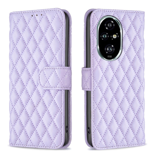 For Honor 200 Pro Diamond Lattice Wallet Flip Leather Phone Case(Purple)