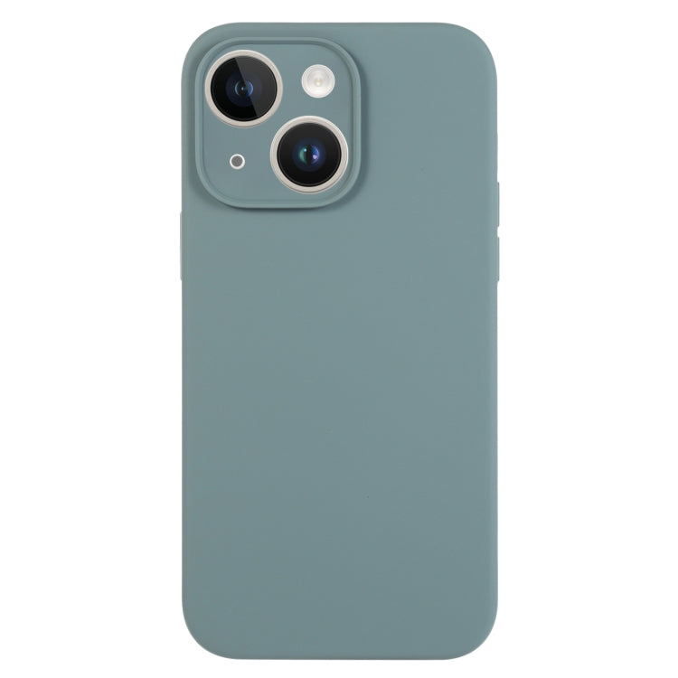 For iPhone 14 Pure Color Liquid Silicone Fine Pore Phone Case(Pine Needle Green) by buy2fix