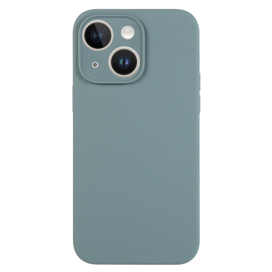 For iPhone 14 Pure Color Liquid Silicone Fine Pore Phone Case(Pine Needle Green) by buy2fix