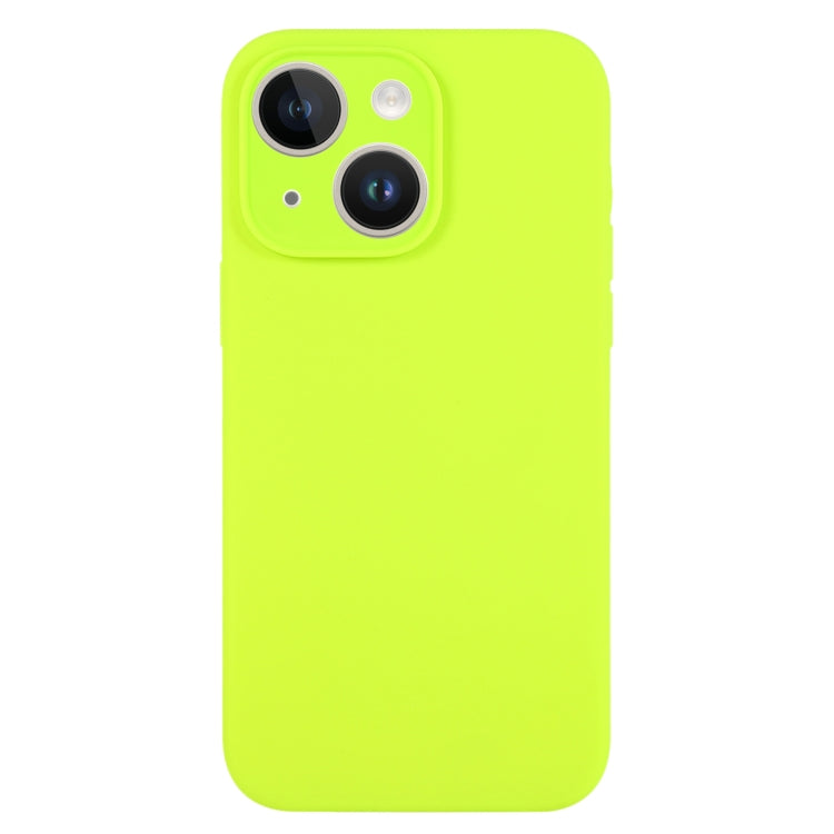 For iPhone 14 Pure Color Liquid Silicone Fine Pore Phone Case(Bright Green) by buy2fix