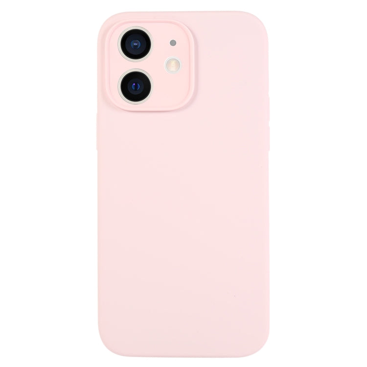 For iPhone 12 Pure Color Liquid Silicone Fine Pore Phone Case(Grey Pink) by buy2fix