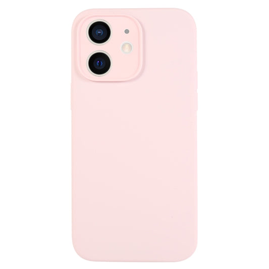 For iPhone 12 Pure Color Liquid Silicone Fine Pore Phone Case(Grey Pink) by buy2fix