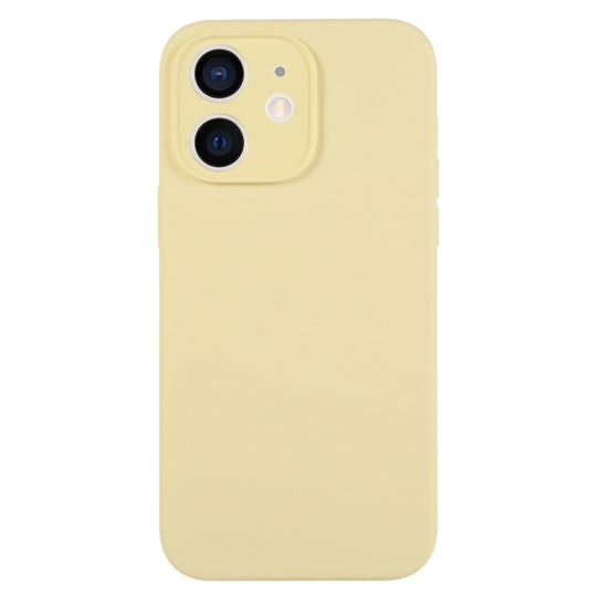 For iPhone 12 Pure Color Liquid Silicone Fine Pore Phone Case(Creamy Yellow)