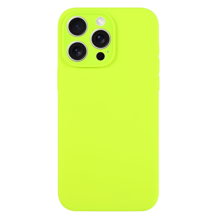 For iPhone 16 Pro Max Pure Color Liquid Silicone Fine Pore Phone Case(Bright Green) by buy2fix